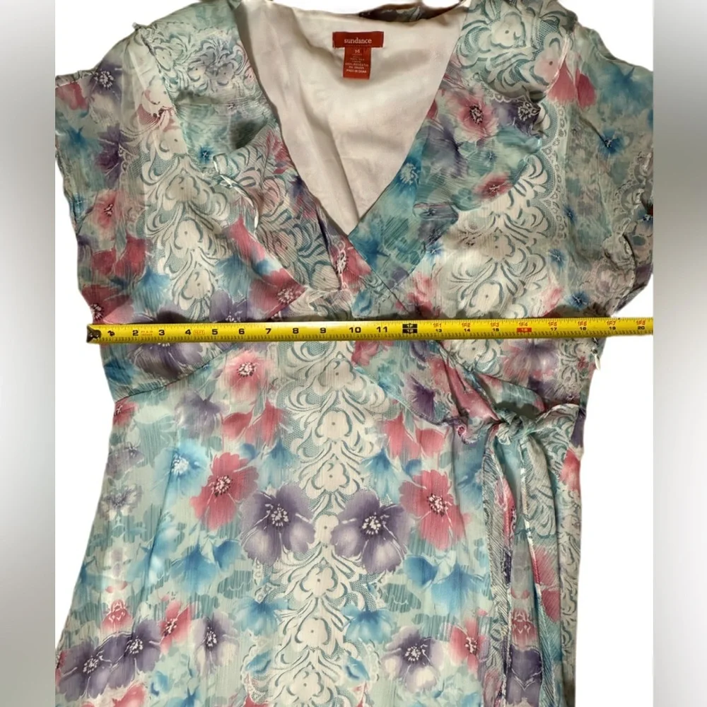 Sundance Fairycore Dress Size 14 Womens 100% Silk Sleeveless Ruffled Tiered Midi - Picture 9 of 10